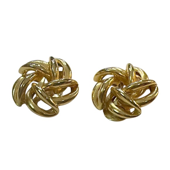 Vintage 14k Yellow Gold Nabco Flower Clip-On Earrings - Picture 7 of 14